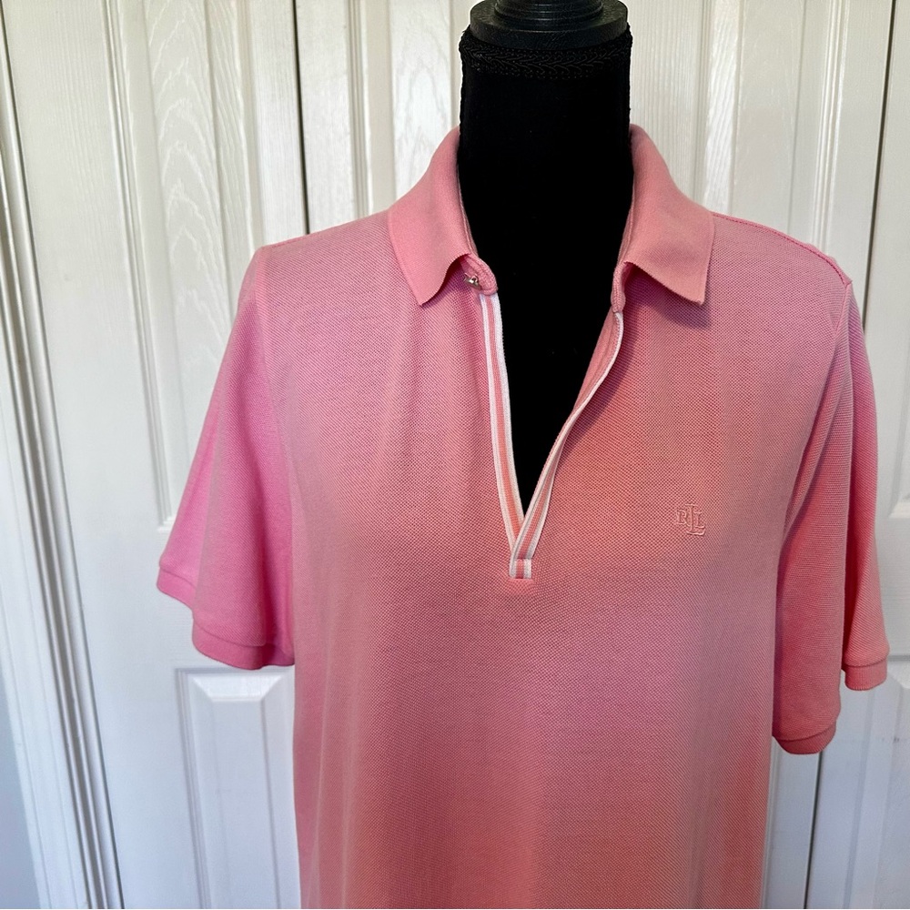 Lauren Ralph Lauren Pink Polo Dress Size 1X Cotton Knit Short Sleeves Preppy - Picture 6 of 10